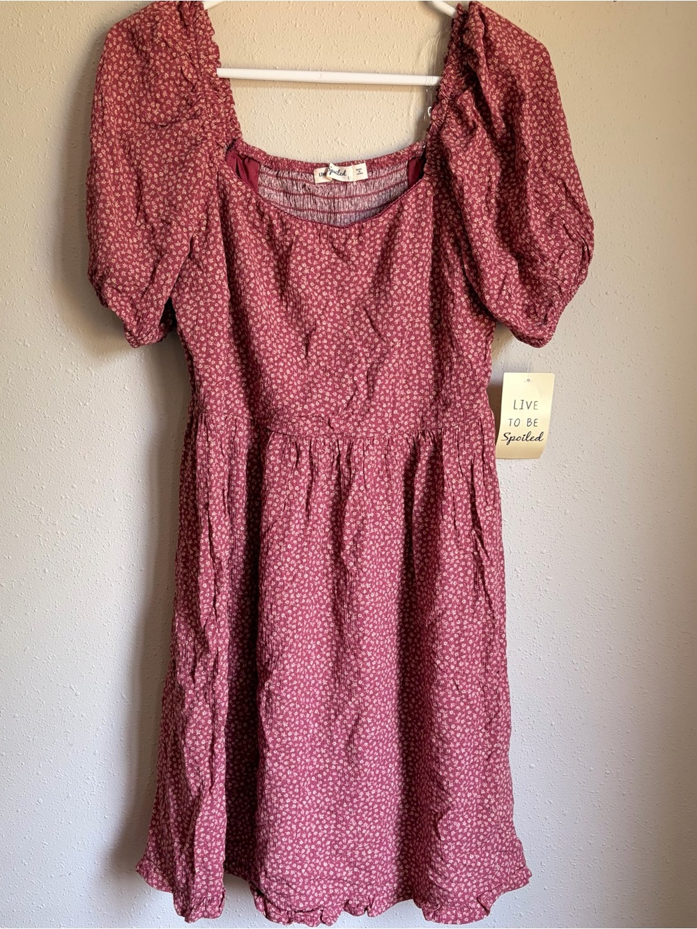 Women's Puff-Sleeve Mini Dress in Dusty Rose Floral